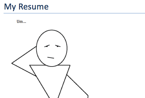 Blank resume with sad person